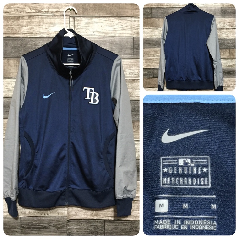 Nike MLB Tampa Bay Rays Jacket Women’s M Blue Gray Full Zip Pockets Hybrid